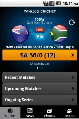 Capture d'écran de l'application Yahoo! Cricket - #2