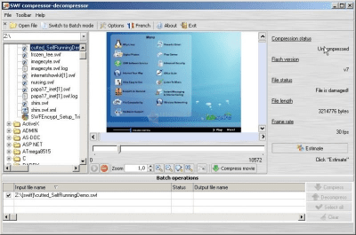 Capture d'écran de l'application SWF Compressor-Decompressor - #1