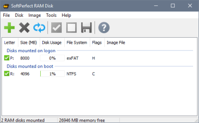 Capture d'écran de l'application SoftPerfect RAM Disk - #1