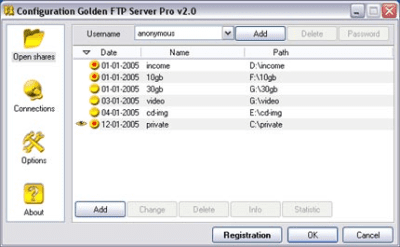 Capture d'écran de l'application Golden FTP server - #2