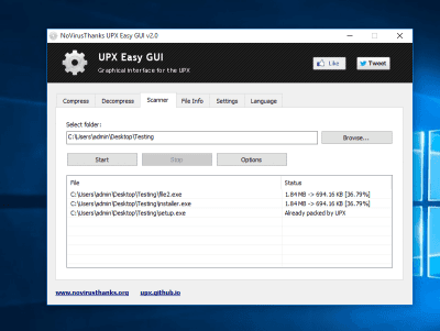 Capture d'écran de l'application UPX Easy GUI - #2