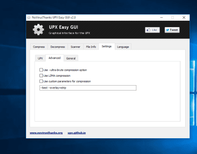 Capture d'écran de l'application UPX Easy GUI - #4