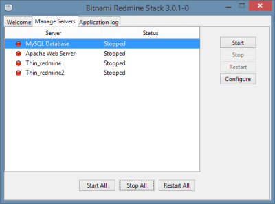 Capture d'écran de l'application BitNami Redmine Stack pour Windows - #1