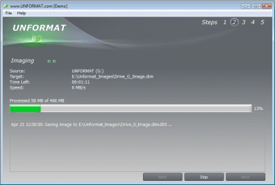 Capture d'écran de l'application UNFORMAT - #3