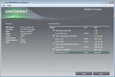 Capture d'écran de l'application UNFORMAT - #7
