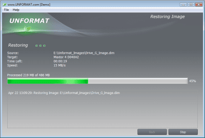 Capture d'écran de l'application UNFORMAT - #8