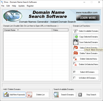 Capture d'écran de l'application DNSS Domain Name Search Software - #1