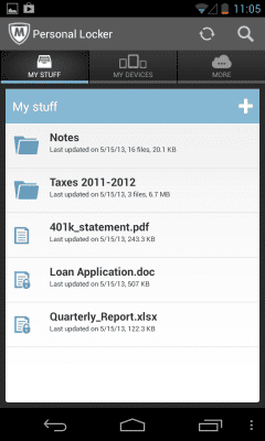 Capture d'écran de l'application McAfee Personal Locker - #2