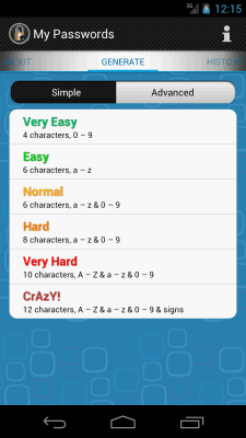 Capture d'écran de l'application My Passwords Generator - #1