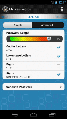 Capture d'écran de l'application My Passwords Generator - #2
