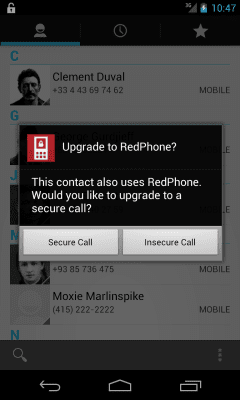 Capture d'écran de l'application RedPhone Private Calls - #3