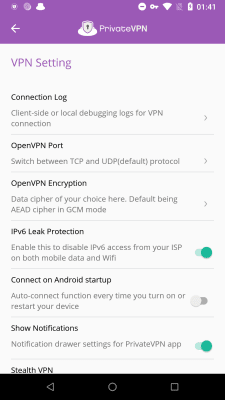 Capture d'écran de l'application PrivateVPN - #6