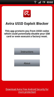 Capture d'écran de l'application Avira USSD Exploit Blocker - #1