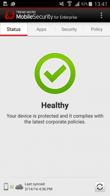 Capture d'écran de l'application Enterprise Mobile Security - #1