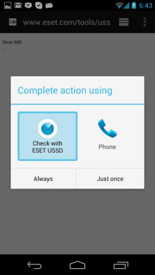 Capture d'écran de l'application ESET USSD Control - #2