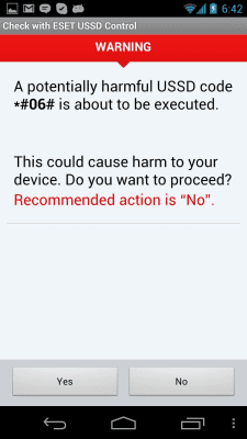 Capture d'écran de l'application ESET USSD Control - #3