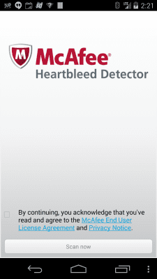 Capture d'écran de l'application McAfee Heartbleed Detector - #1