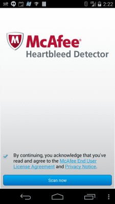 Capture d'écran de l'application McAfee Heartbleed Detector - #2