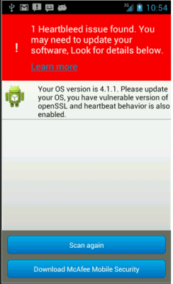 Capture d'écran de l'application McAfee Heartbleed Detector - #5