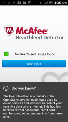 Capture d'écran de l'application McAfee Heartbleed Detector - #9