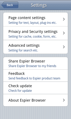 Capture d'écran de l'application Espier Browser - #5