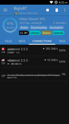 Capture d'écran de l'application Client torrent BiglyBT avec contrôle à distance - #3