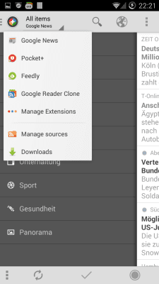 Capture d'écran de l'application Google Reader Clone | News+ - #3
