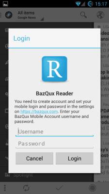 Capture d'écran de l'application BazQux Reader | News+ - #2