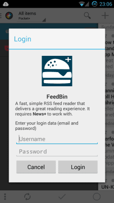 Capture d'écran de l'application FeedBin | News+ - #2