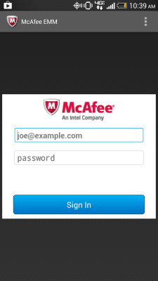 Capture d'écran de l'application McAfee EMM - #1