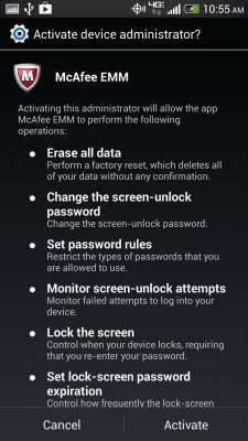 Capture d'écran de l'application McAfee EMM - #3