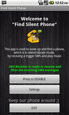 Capture d'écran de l'application Find My Phone (with a SMS) - #2