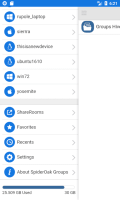 Capture d'écran de l'application SpiderOak Groups - #3