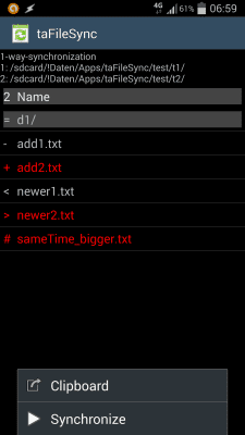 Capture d'écran de l'application taFileSync - #5