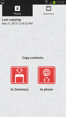 Capture d'écran de l'application 2memory - transfert de contacts - #3