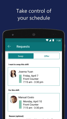 Capture d'écran de l'application Microsoft StaffHub - #3