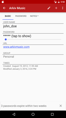 Capture d'écran de l'application PasswdSafe - #4