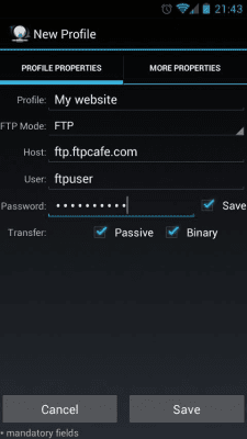 Capture d'écran de l'application FtpCafe Client FTP - #6
