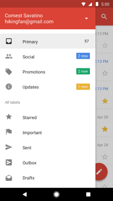 Capture d'écran de l'application Gmail Go - #2