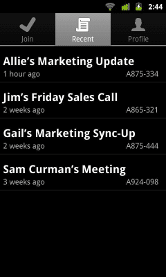 Capture d'écran de l'application IBM SmartCloud Meetings - #3
