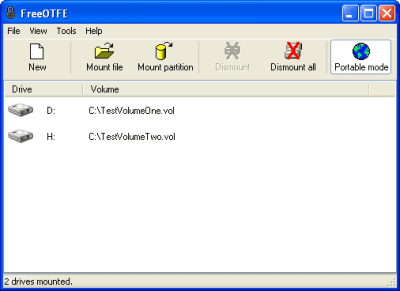 Capture d'écran de l'application FreeOTFE - #2