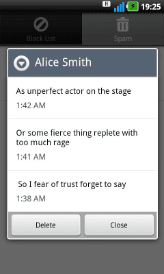 Capture d'écran de l'application Filtre SMS - #5