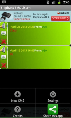 Capture d'écran de l'application Elephant SMS Listen - #3
