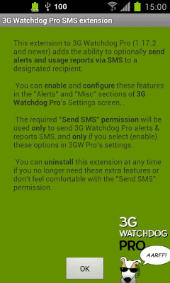 Capture d'écran de l'application 3G Watchdog Pro SMS extension - #2