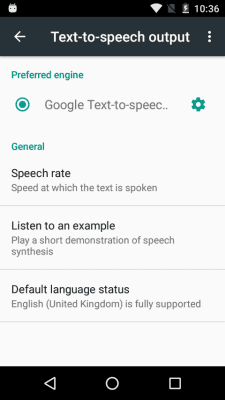 Capture d'écran de l'application Synthétiseur de parole Google - #1