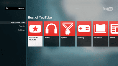 Capture d'écran de l'application YouTube for Google TV - #1