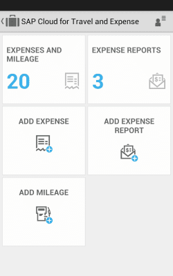 Capture d'écran de l'application SAP Cloud for Travel &amp; Expense - #1