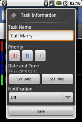 Capture d'écran de l'application Objectifs à faire - #2