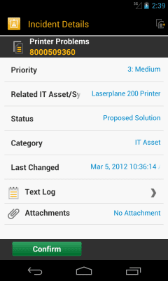 Capture d'écran de l'application SAP IT Incident Management - #2