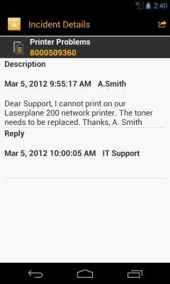 Capture d'écran de l'application SAP IT Incident Management - #3